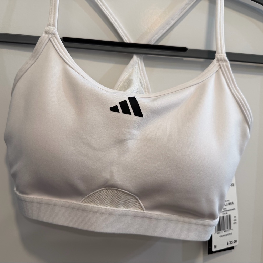 Adidas S Womens Aerct LS training or everyday activewear sports bra White #17